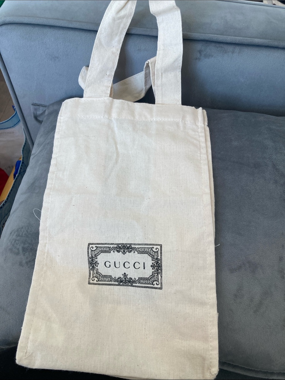 Gucci Cream Canvas Tote with Black Logo Print